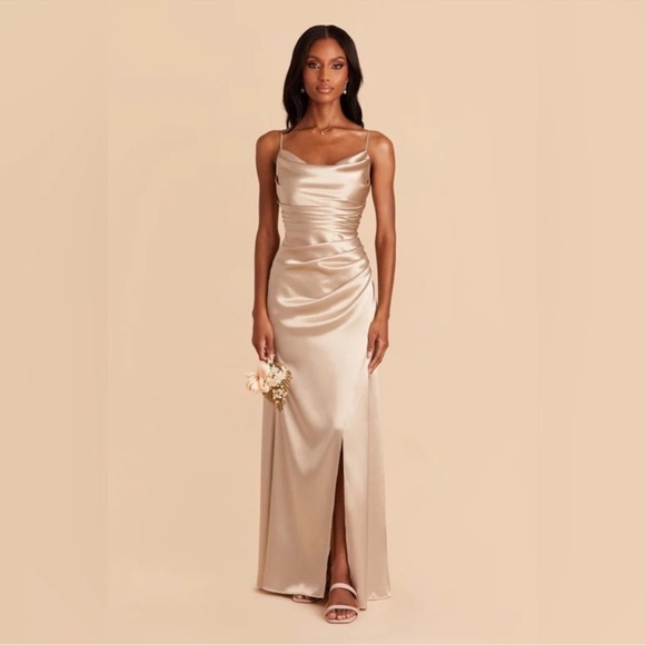 NWT Birdy Grey Lydia Shiny Satin Maxi Dress Gown Size Small - Picture 2 of 14